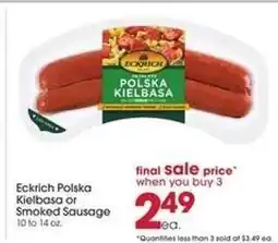 Giant Eagle Eckrich Polska Kielbasa or Smoked Sausage offer