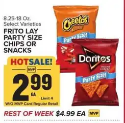Food Lion Frito Lay Party Size Chips or Snacks offer