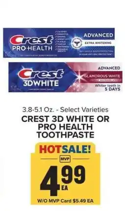 Food Lion Crest 3D White or Pro Health Toothpaste offer