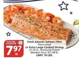Albertsons Fresh Atlantic Salmon Fillet or Extra Large Cooked Shrimp offer
