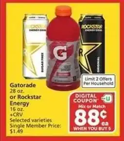 Albertsons Gatorade or Rockstar Energy offer