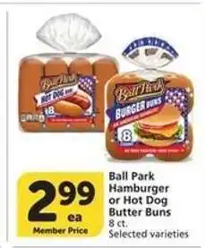 Albertsons Ball Park Hamburger or Hot Dog Butter Buns offer