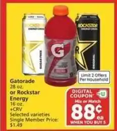 Albertsons Gatorade or Rockstar Energy offer