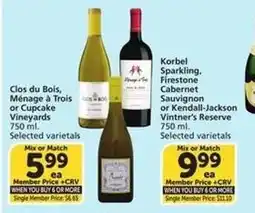 Albertsons Clos du Bois, Ménage à Trois or Cupcake Vineyards offer