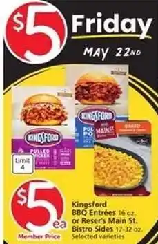 Albertsons Kingsford BBQ Entrées or Reser's Main St. Bistro Sides offer