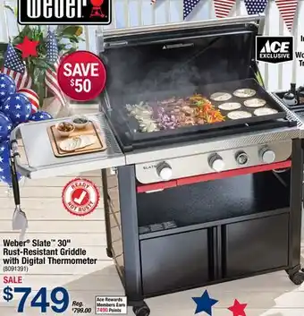 Ace Hardware Weber Slate 30 Rust-Resistant Griddle with Digital Thermometer offer