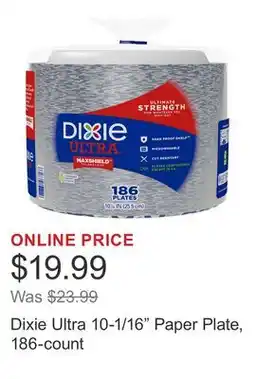 Costco Dixie Ultra 10-1/16 Paper Plate, 186-count offer