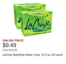 Costco LaCroix Sparkling Water, Lime, 12 fl oz, 24-count offer