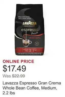 Costco Lavazza Espresso Gran Crema Whole Bean Coffee, Medium, 2.2 lbs offer