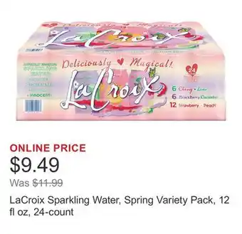 Costco LaCroix Sparkling Water, Spring Variety Pack, 12 fl oz, 24-count offer