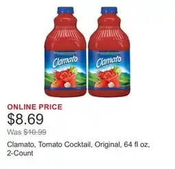 Costco Clamato, Tomato Cocktail, Original, 64 fl oz, 2-Count offer