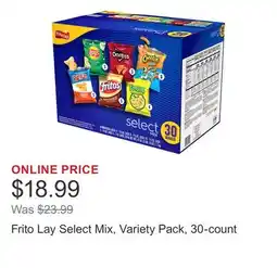 Costco Frito Lay Select Mix, Variety Pack, 30-count offer