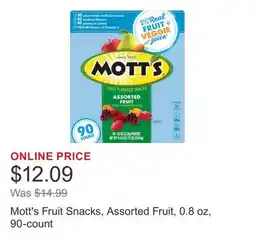 Costco Mott's Fruit Snacks, Assorted Fruit, 0.8 oz, 90-count offer