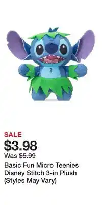 Game Stop Basic Fun Micro Teenies Disney Stitch 3-in Plush (Styles May Vary) offer
