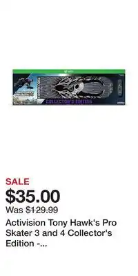 Game Stop Activision Tony Hawk's Pro Skater 3 and 4 Collector's Edition - Xbox Series X and Xbox One offer