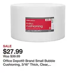 Office Depot Office Depot Brand Small Bubble Cushioning, 3/16 Thick, Clear, 12 x 200' offer