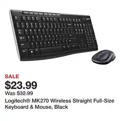Office Depot Logitech MK270 Wireless Straight Full-Size Keyboard & Mouse, Black offer