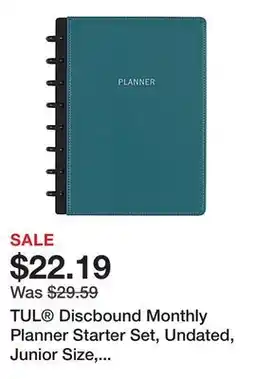 Office Depot TUL Discbound Monthly Planner Starter Set, Undated, Junior Size, Leather Cover, Teal offer