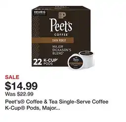 Office Depot Peet's Coffee & Tea Single-Serve Coffee K-Cup Pods, Major Dickason's Blend, Carton Of 22 offer