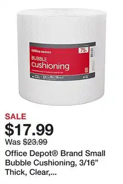 Office Depot Office Depot Brand Small Bubble Cushioning, 3/16 Thick, Clear, 12 x 75' offer