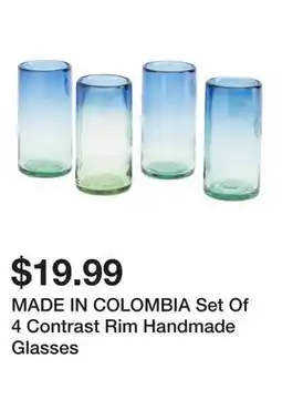 Marshalls MADE IN COLOMBIA Set Of 4 Contrast Rim Handmade Glasses offer