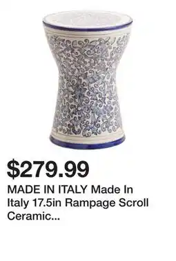 Marshalls MADE IN ITALY Made In Italy 17.5in Rampage Scroll Ceramic Decorative Stool offer