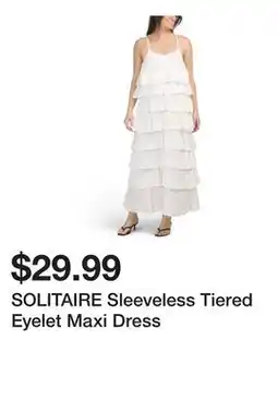 Marshalls SOLITAIRE Sleeveless Tiered Eyelet Maxi Dress offer