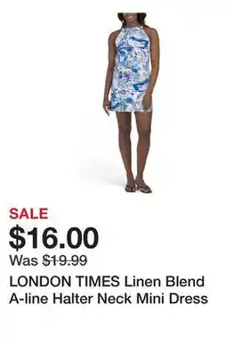 Marshalls LONDON TIMES Linen Blend A-line Halter Neck Mini Dress offer