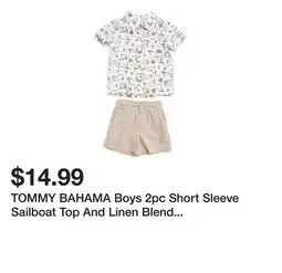 Marshalls TOMMY BAHAMA Boys 2pc Short Sleeve Sailboat Top And Linen Blend Shorts Set offer