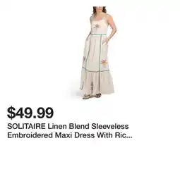 Marshalls SOLITAIRE Linen Blend Sleeveless Embroidered Maxi Dress With Ric Rac Trim offer