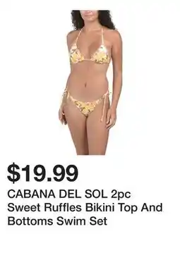 Marshalls CABANA DEL SOL 2pc Sweet Ruffles Bikini Top And Bottoms Swim Set offer