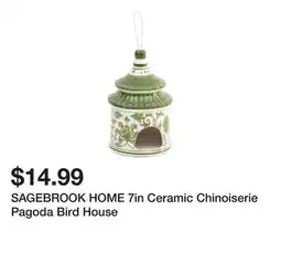 Marshalls SAGEBROOK HOME 7in Ceramic Chinoiserie Pagoda Bird House offer
