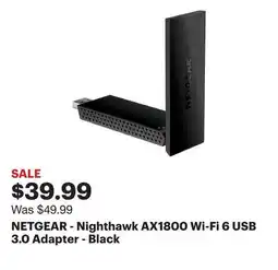Best Buy NETGEAR - Nighthawk AX1800 Wi-Fi 6 USB 3.0 Adapter - Black offer