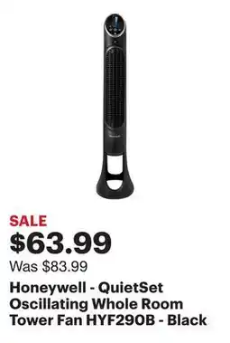 Best Buy Honeywell - QuietSet Oscillating Whole Room Tower Fan HYF290B - Black offer