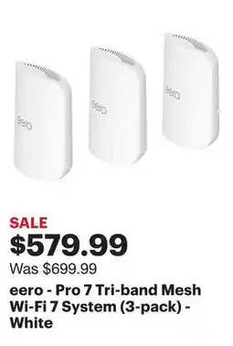 Best Buy eero - Pro 7 Tri-band Mesh Wi-Fi 7 System (3-pack) - White offer