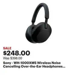 Best Buy Sony - WH-1000XM5 Wireless Noise Cancelling Over-the-Ear Headphones - Black offer
