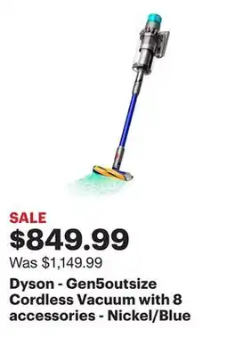 Best Buy Dyson - Gen5outsize Cordless Vacuum with 8 accessories - Nickel/Blue offer