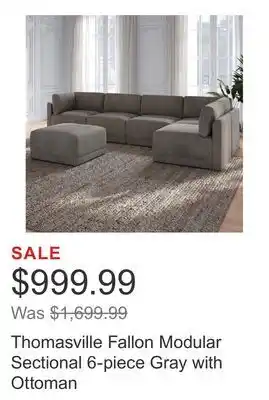 Costco Thomasville Fallon Modular Sectional 6-piece Gray with Ottoman offer