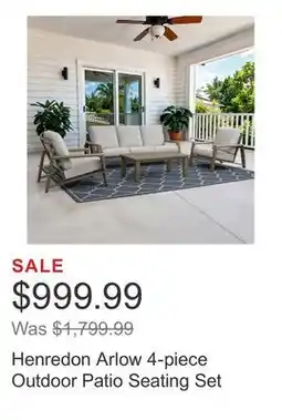 Costco Henredon Arlow 4-piece Outdoor Patio Seating Set offer