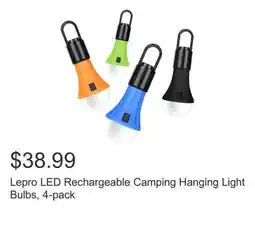 Costco Lepro LED Rechargeable Camping Hanging Light Bulbs, 4-pack offer