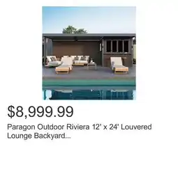 Costco Paragon Outdoor Riviera 12' x 24' Louvered Lounge Backyard Entertainment Cabana and Bar offer