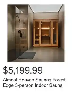 Costco Almost Heaven Saunas Forest Edge 3-person Indoor Sauna offer
