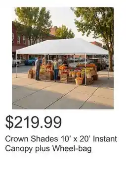 Costco Crown Shades 10' x 20' Instant Canopy plus Wheel-bag offer