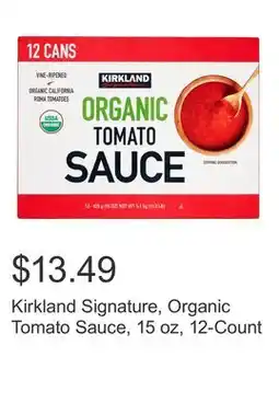 Costco Kirkland Signature, Organic Tomato Sauce, 15 oz, 12-Count offer