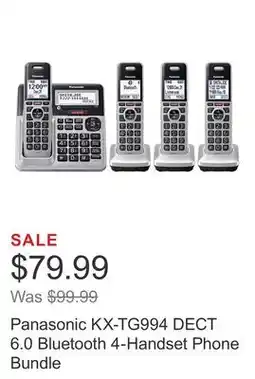 Costco Panasonic KX-TG994 DECT 6.0 Bluetooth 4-Handset Phone Bundle offer