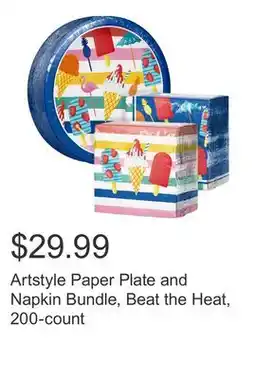 Costco Artstyle Paper Plate and Napkin Bundle, Beat the Heat, 200-count offer