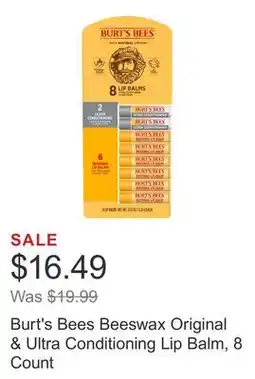 Costco Burt's Bees Beeswax Original & Ultra Conditioning Lip Balm, 8 Count offer