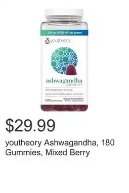 Costco youtheory Ashwagandha, 180 Gummies, Mixed Berry offer