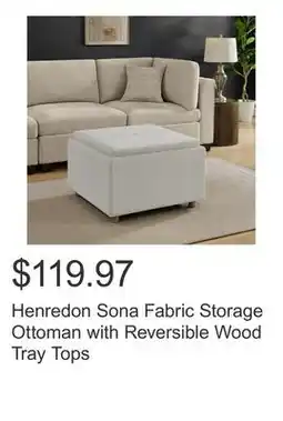 Costco Henredon Sona Fabric Storage Ottoman with Reversible Wood Tray Tops offer