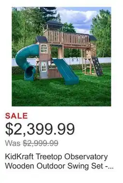 Costco KidKraft Treetop Observatory Wooden Outdoor Swing Set - Professionally Installed offer